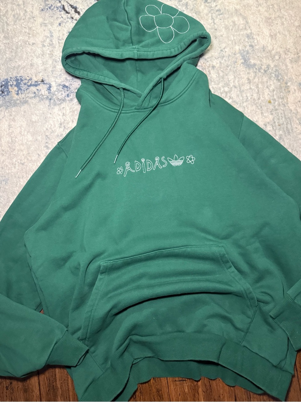 Adidas Skateboarding Floral Embroidered Hoodie Size Large